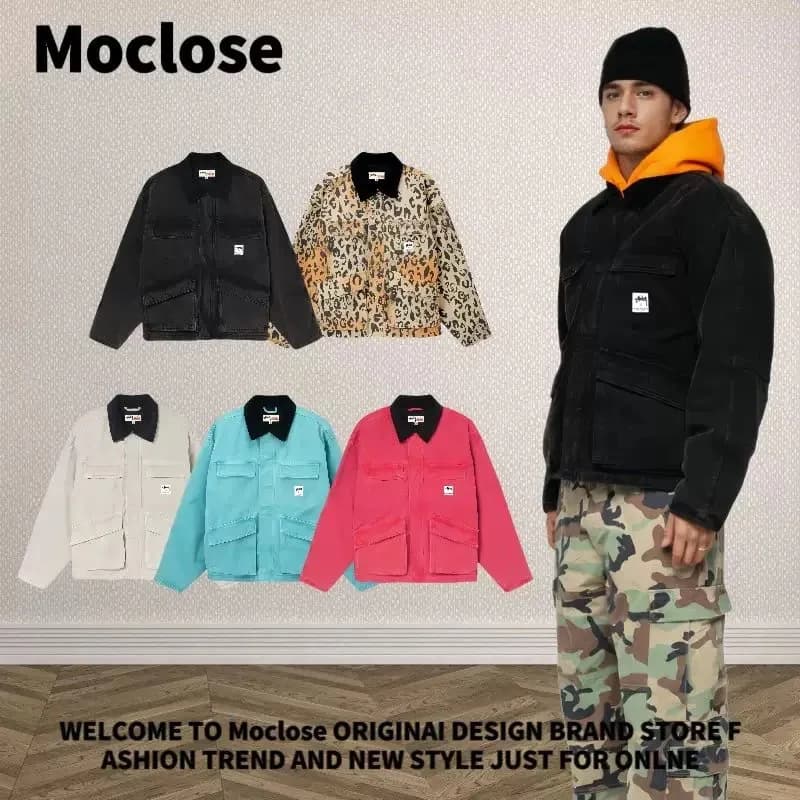 Moclose 美式复古秋冬重工水洗休闲宽松男女加棉保暖工装夹克外套