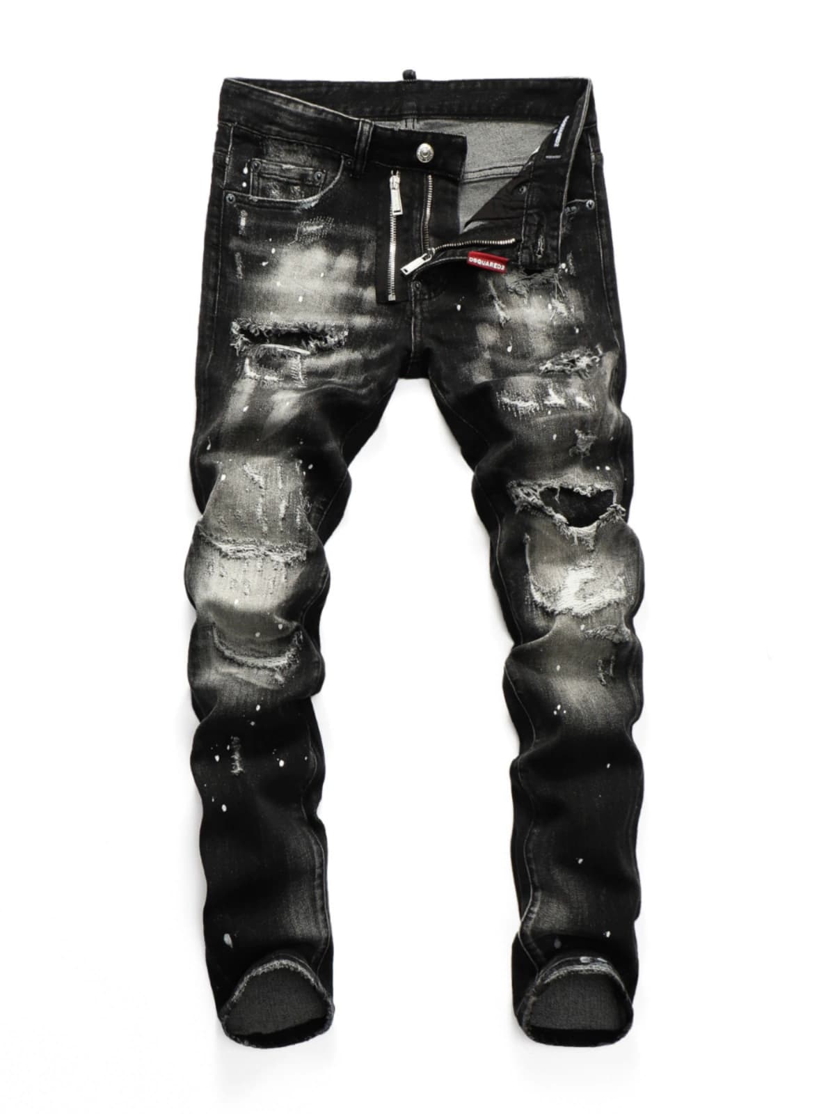 Autumn and winter hole Hong Kong style washed trendy men's feet nightclub patch quality D2 jeans trousers men's male god pants